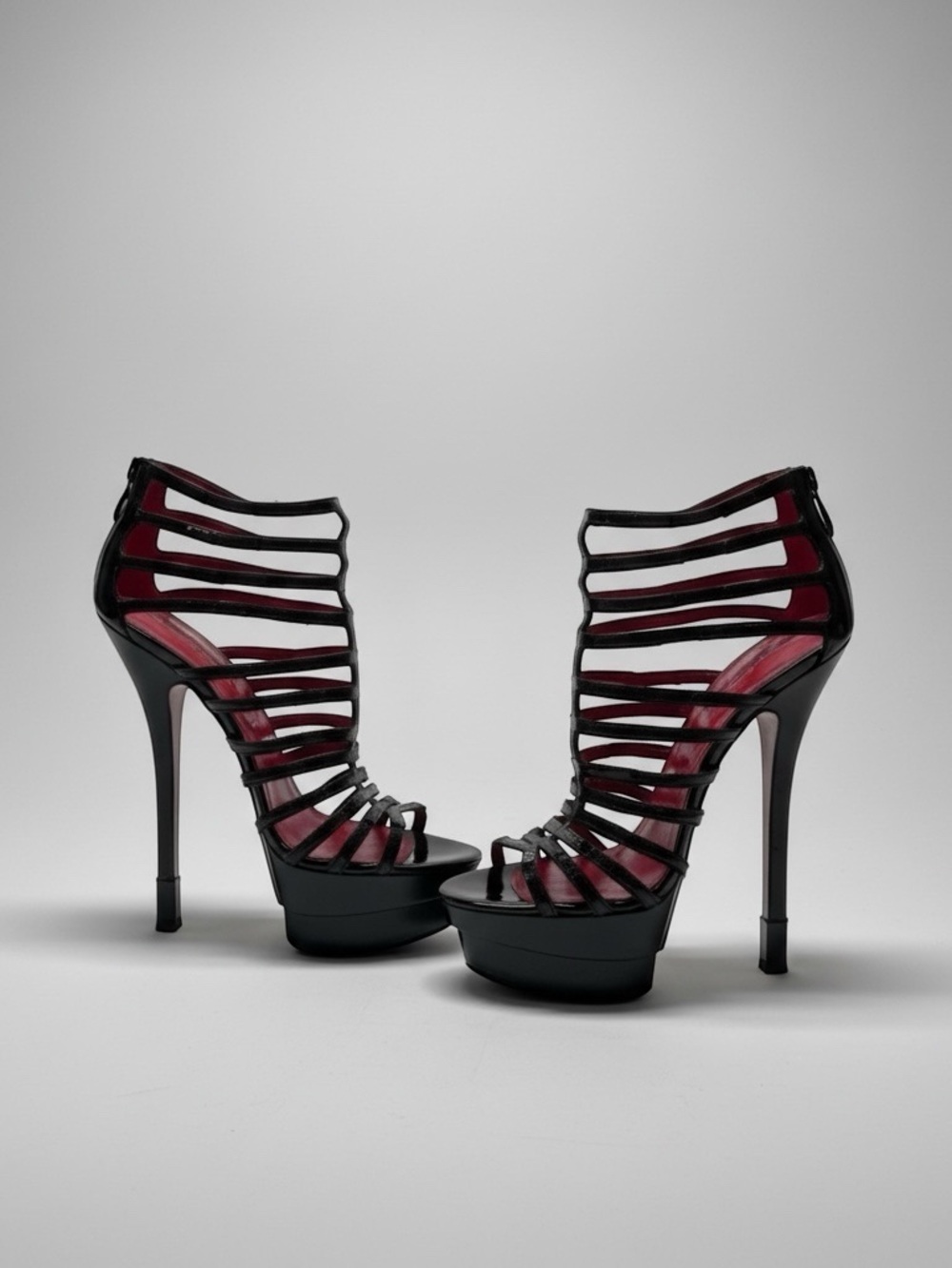 Rare Cesare Paciotti Patent Cage Platform Heels 37.5